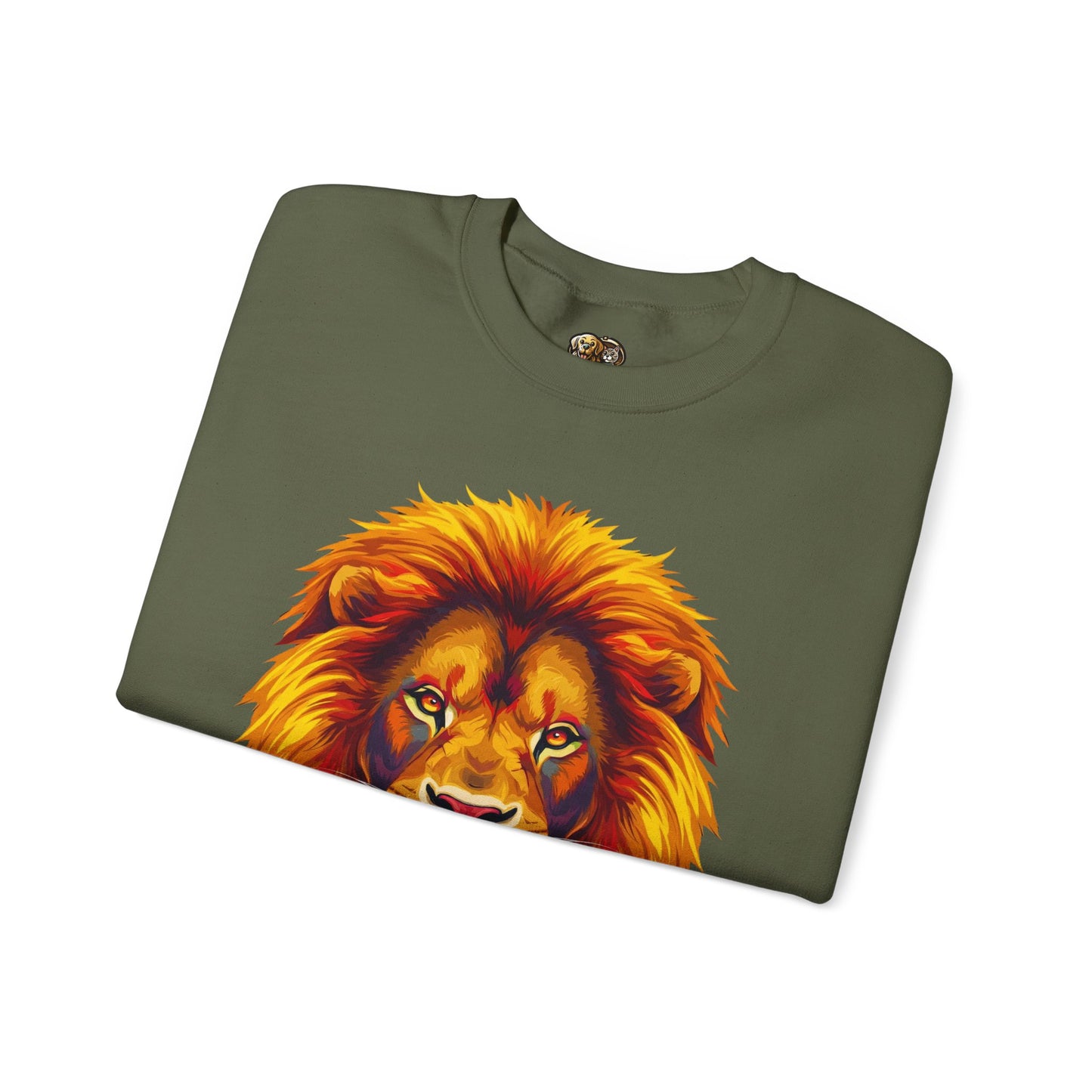 Lion Graphic Sweatshirt, Unisex Heavy Blend Crewneck, Bold Animal Spirit Wear, Gift for Animal Lovers, Cozy Fashion for All