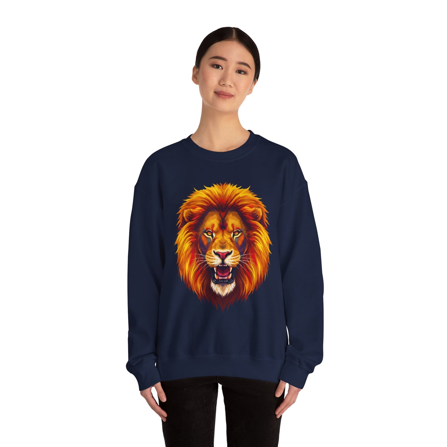 Lion Graphic Sweatshirt, Unisex Heavy Blend Crewneck, Bold Animal Spirit Wear, Gift for Animal Lovers, Cozy Fashion for All