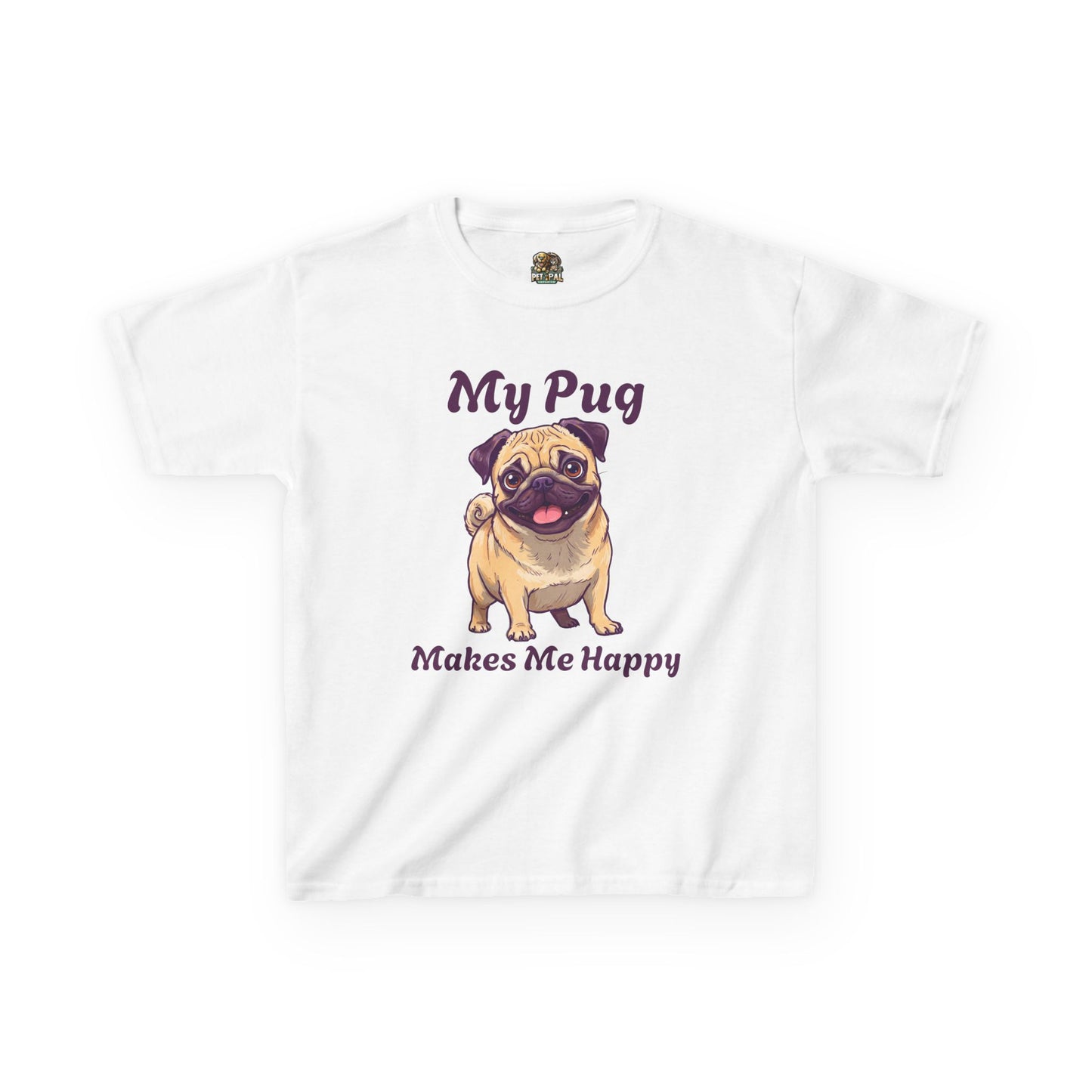 Adorable Kids Pug Tee - My Pug Makes Me Happy, Perfect Gift for Dog Lovers, Kids Casual Wear, Pet Appreciation, Birthday Celebration