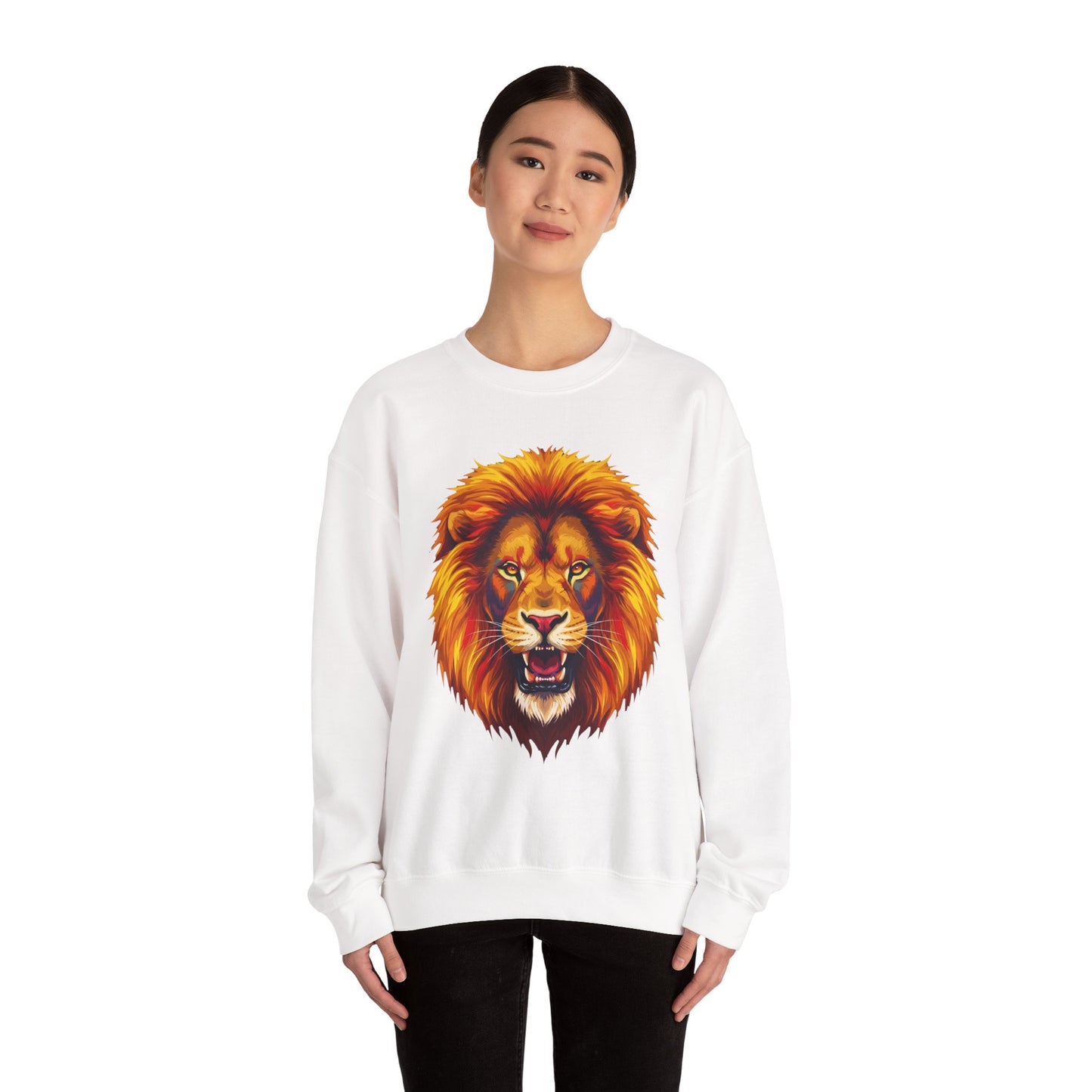 Lion Graphic Sweatshirt, Unisex Heavy Blend Crewneck, Bold Animal Spirit Wear, Gift for Animal Lovers, Cozy Fashion for All