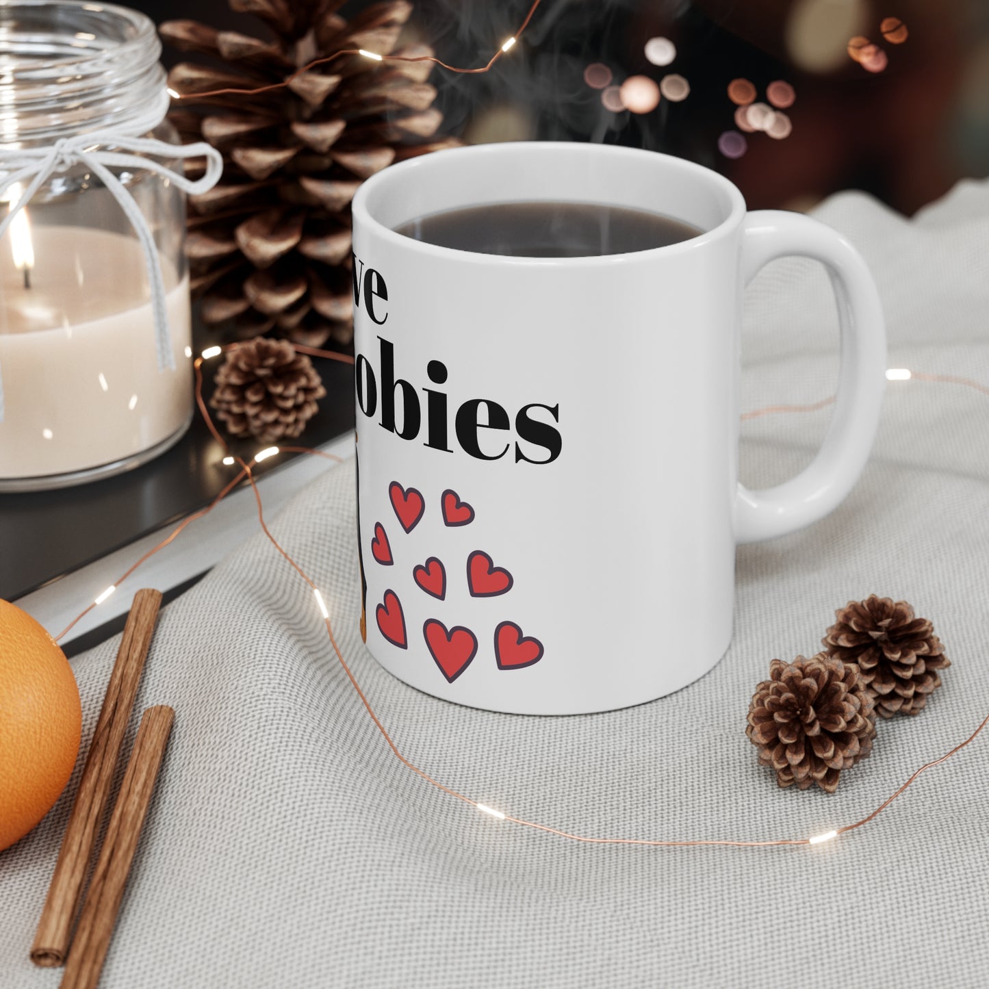 Love Dobies Mug - 11oz Coffee Cup for Dog Lovers
