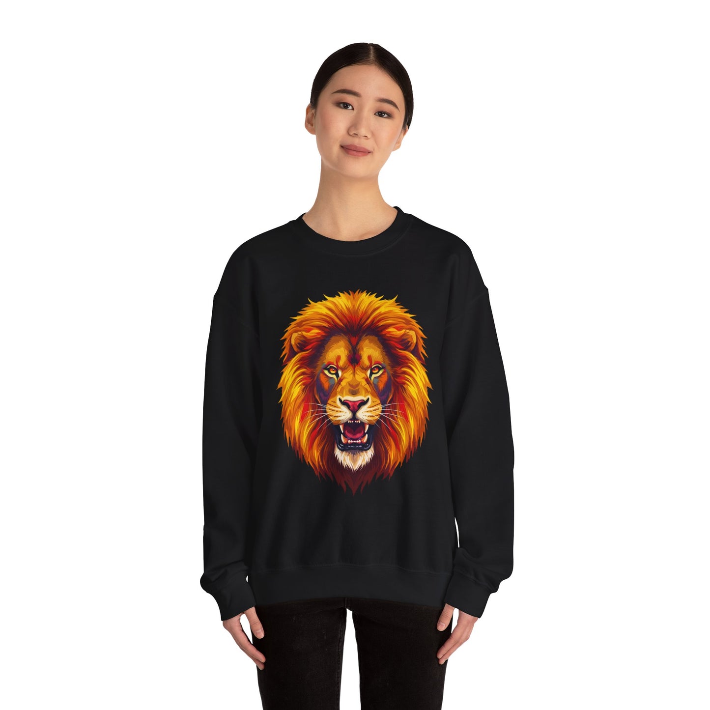 Lion Graphic Sweatshirt, Unisex Heavy Blend Crewneck, Bold Animal Spirit Wear, Gift for Animal Lovers, Cozy Fashion for All
