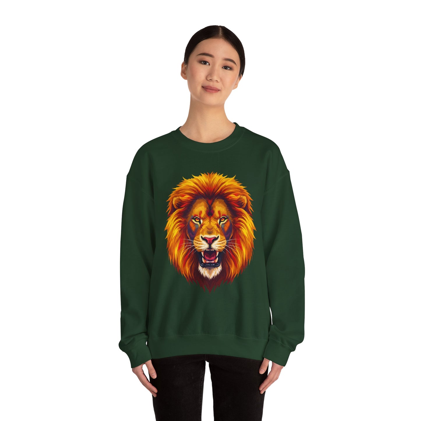 Lion Graphic Sweatshirt, Unisex Heavy Blend Crewneck, Bold Animal Spirit Wear, Gift for Animal Lovers, Cozy Fashion for All