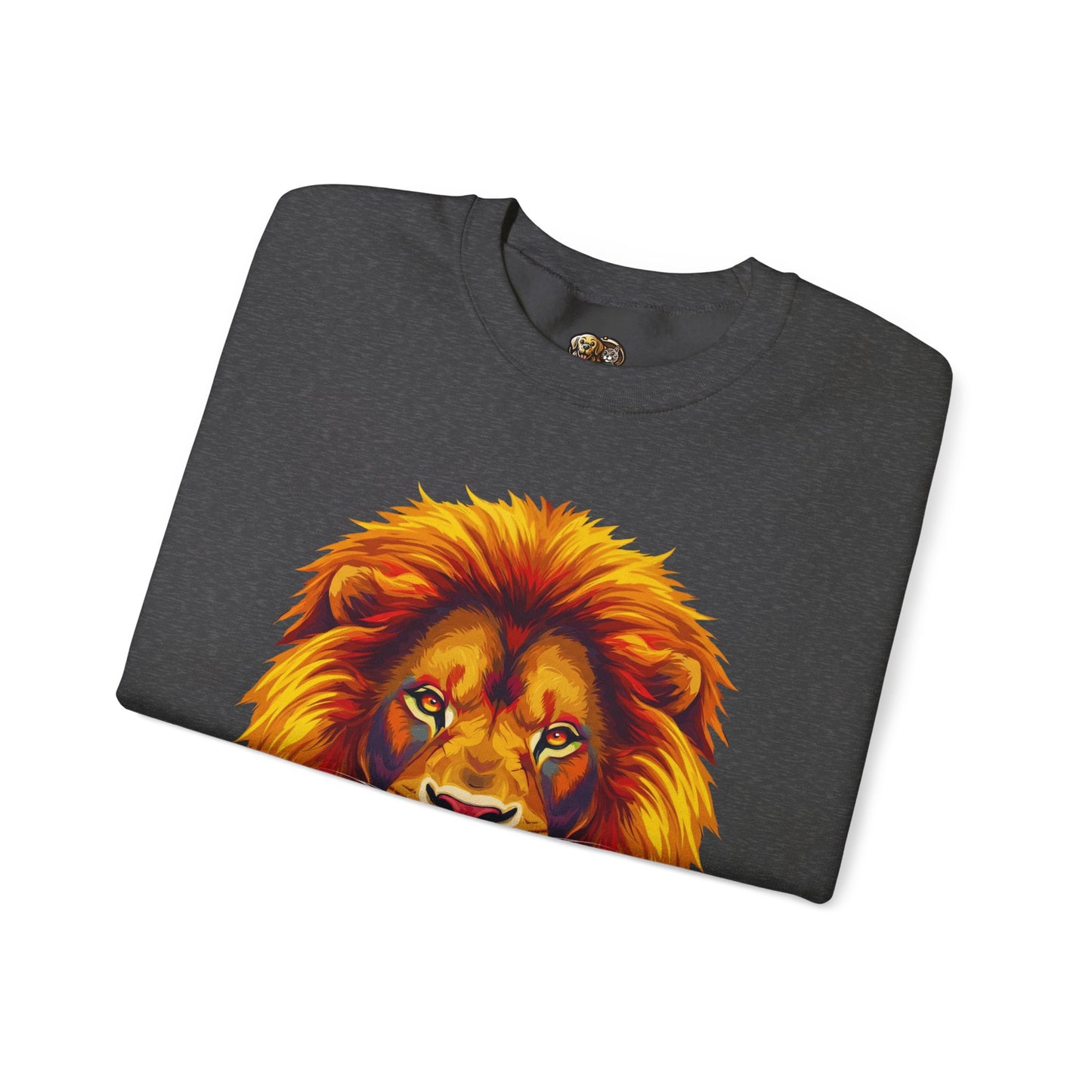 Lion Graphic Sweatshirt, Unisex Heavy Blend Crewneck, Bold Animal Spirit Wear, Gift for Animal Lovers, Cozy Fashion for All