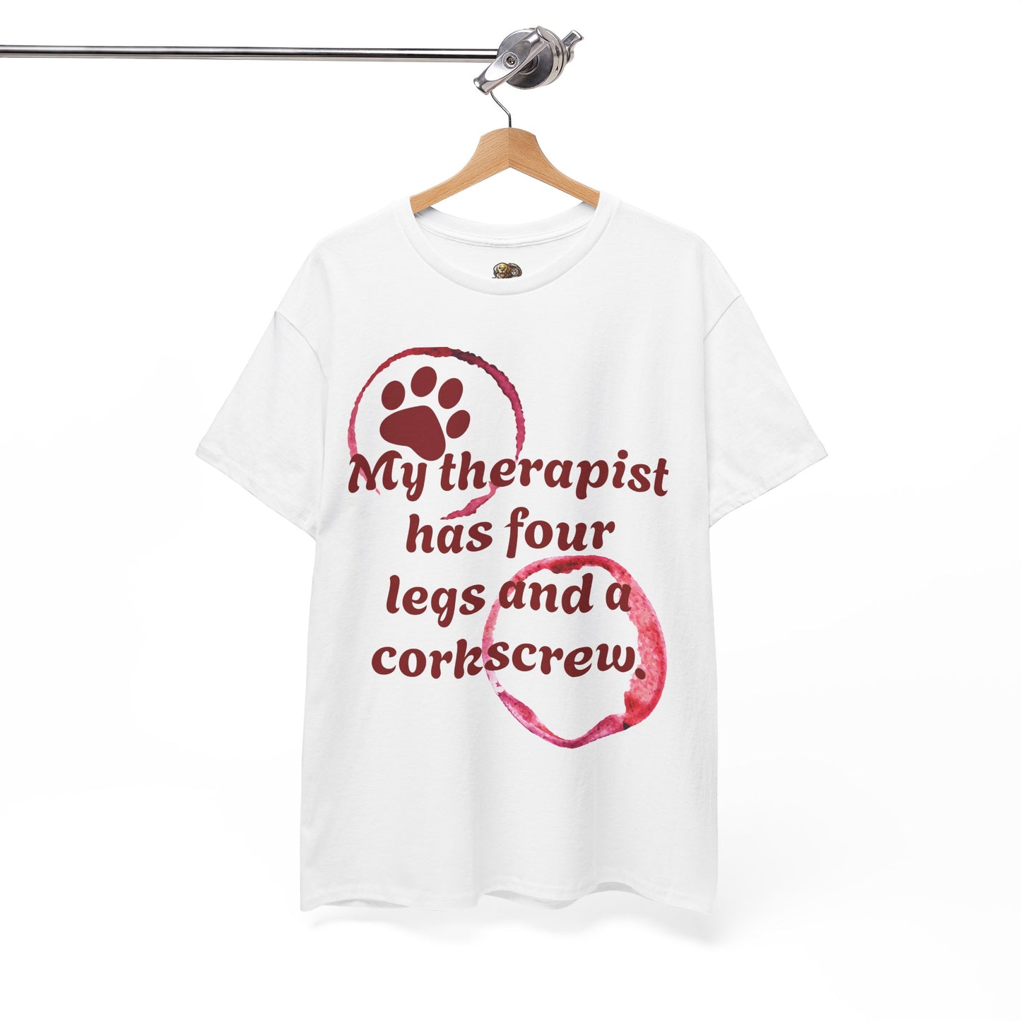 Funny Dog Lover Unisex Tee, My Therapist Has Four Legs Shirt, Pet Owner Gift, Dog Mom Apparel, Corkscrew Design Tee