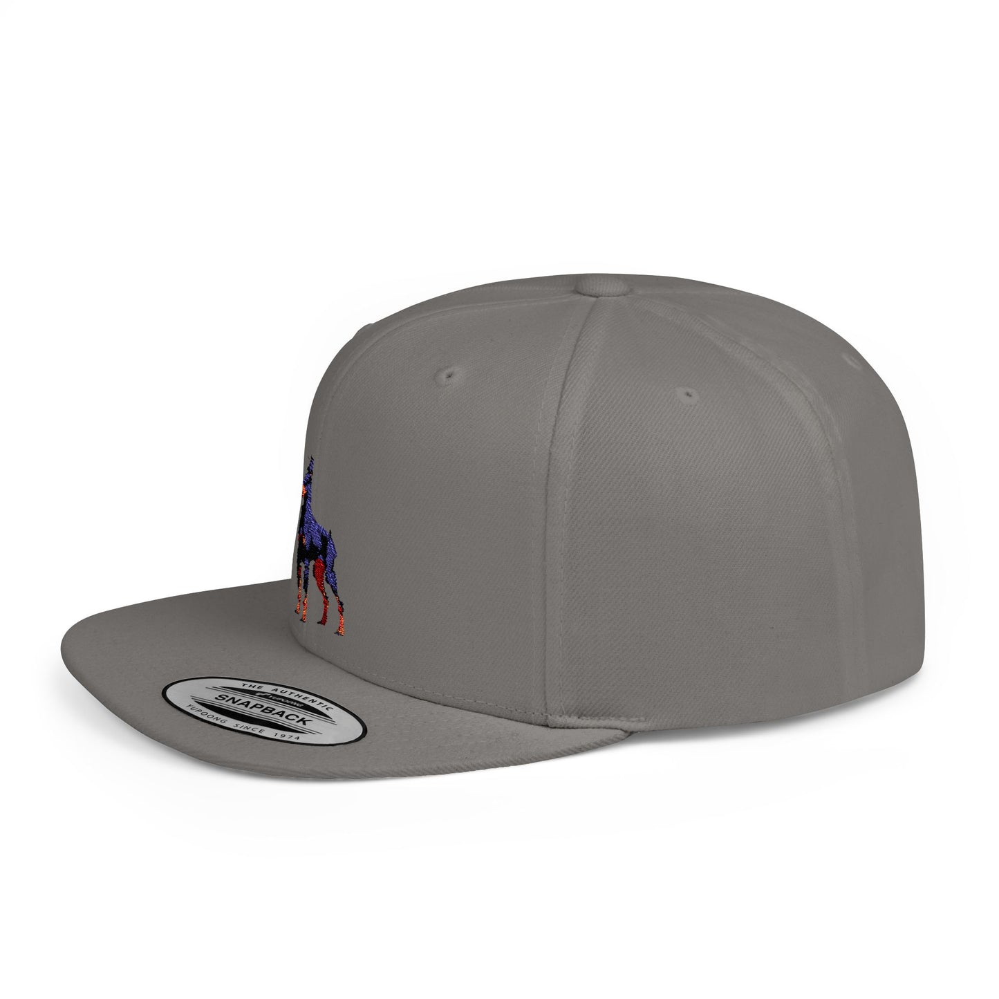 Stylish Doberman Flat Bill Snapback Hat - Perfect for Dog Lovers
