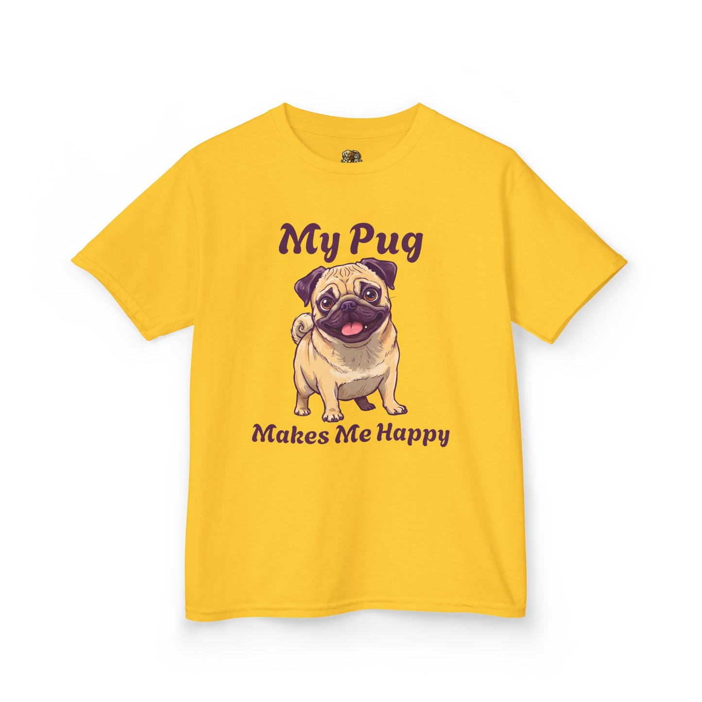 Adorable Kids Pug Tee - My Pug Makes Me Happy, Perfect Gift for Dog Lovers, Kids Casual Wear, Pet Appreciation, Birthday Celebration