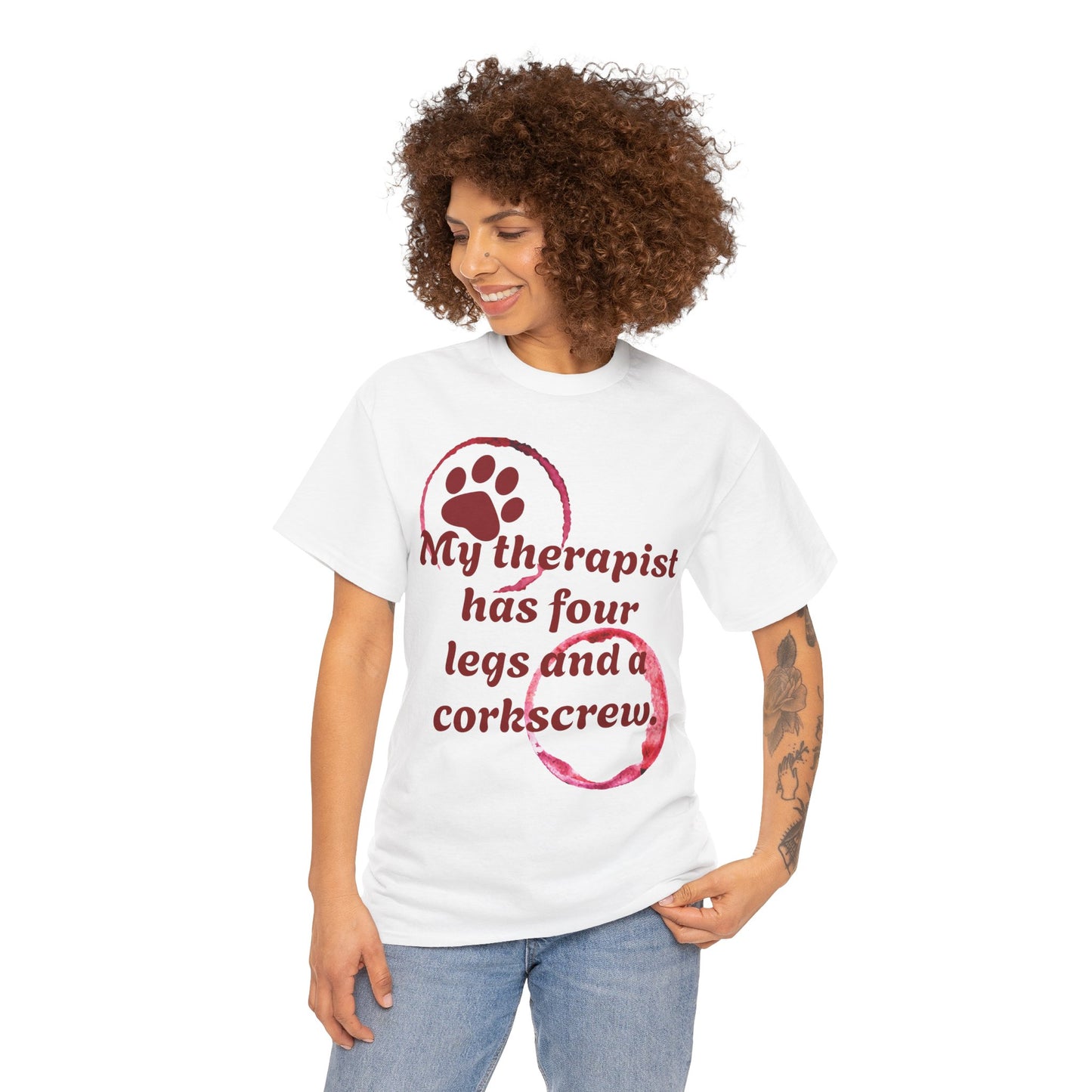 Funny Dog Lover Unisex Tee, My Therapist Has Four Legs Shirt, Pet Owner Gift, Dog Mom Apparel, Corkscrew Design Tee