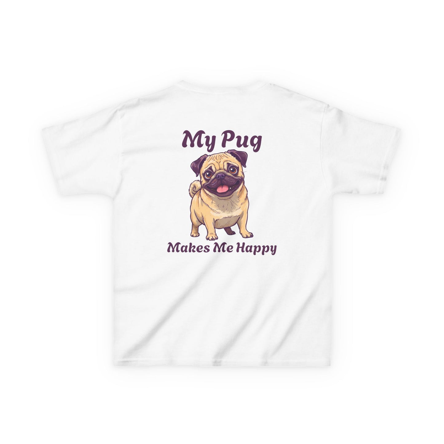 Adorable Kids Pug Tee - My Pug Makes Me Happy, Perfect Gift for Dog Lovers, Kids Casual Wear, Pet Appreciation, Birthday Celebration