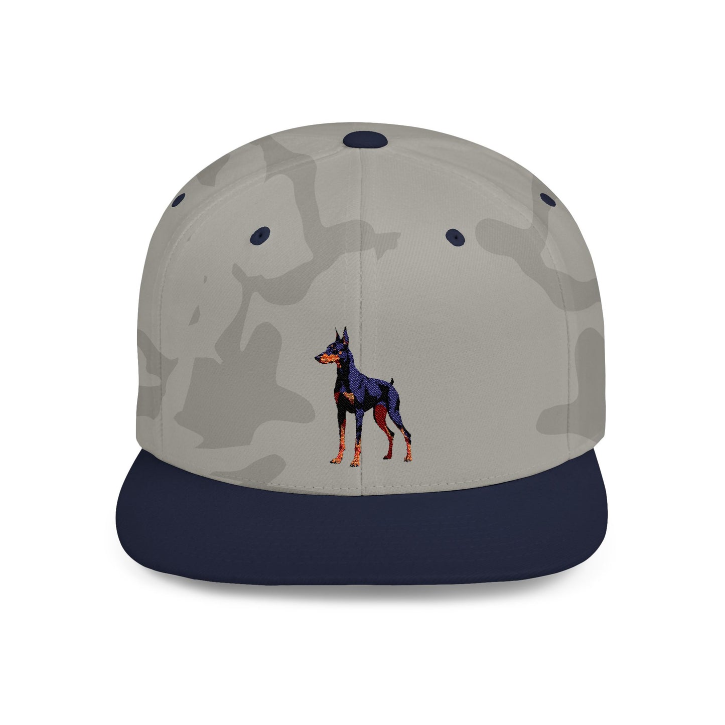 Stylish Doberman Flat Bill Snapback Hat - Perfect for Dog Lovers