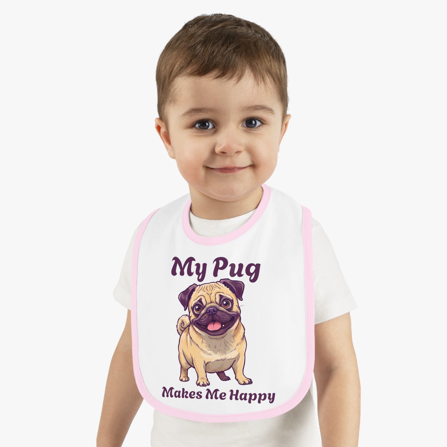 My Pug Baby Bib - Cute Contrast Trim Jersey Bib for Pet Lovers