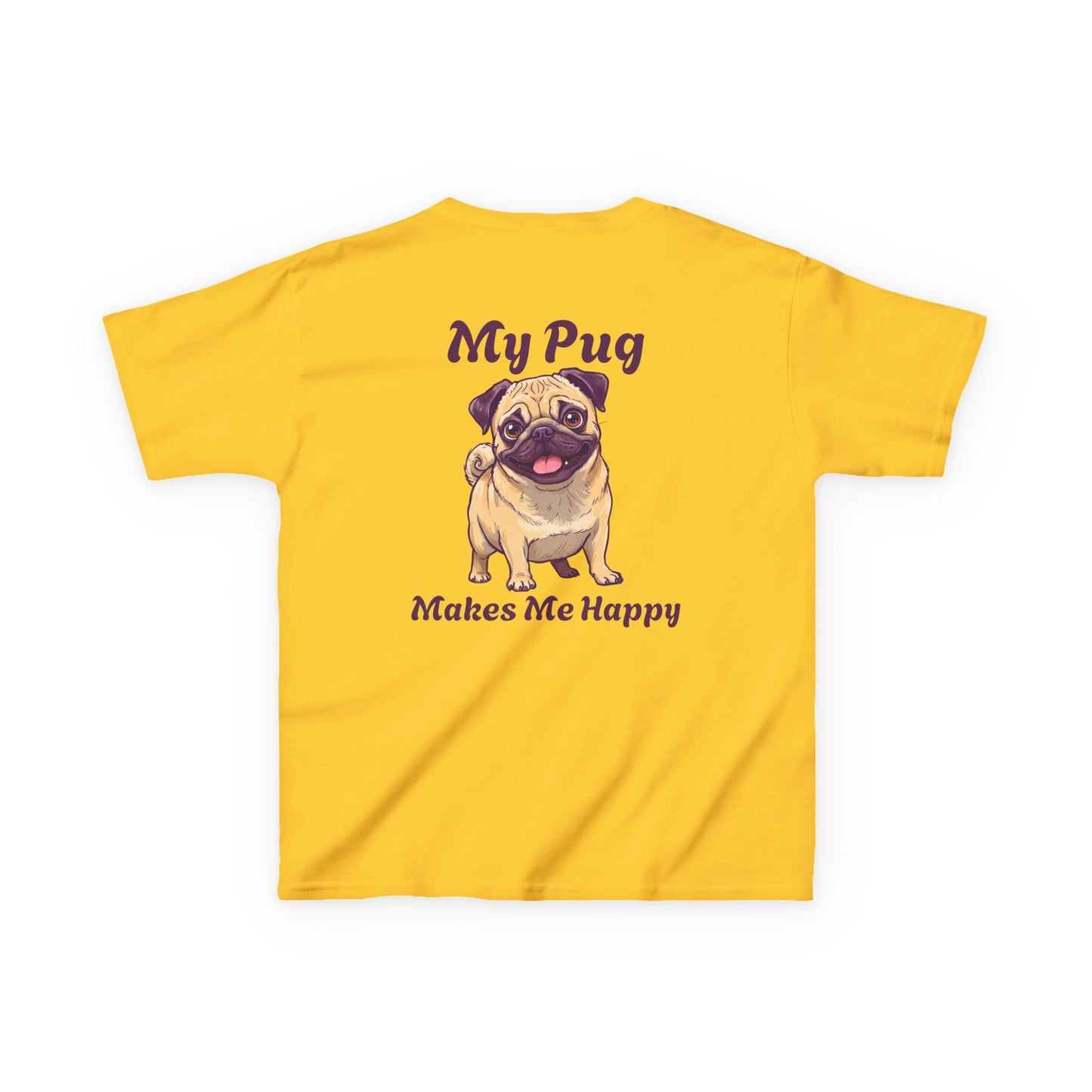 Adorable Kids Pug Tee - My Pug Makes Me Happy, Perfect Gift for Dog Lovers, Kids Casual Wear, Pet Appreciation, Birthday Celebration