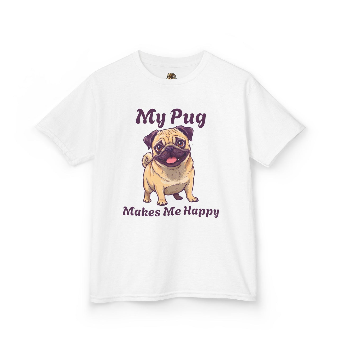 Adorable Kids Pug Tee - My Pug Makes Me Happy, Perfect Gift for Dog Lovers, Kids Casual Wear, Pet Appreciation, Birthday Celebration
