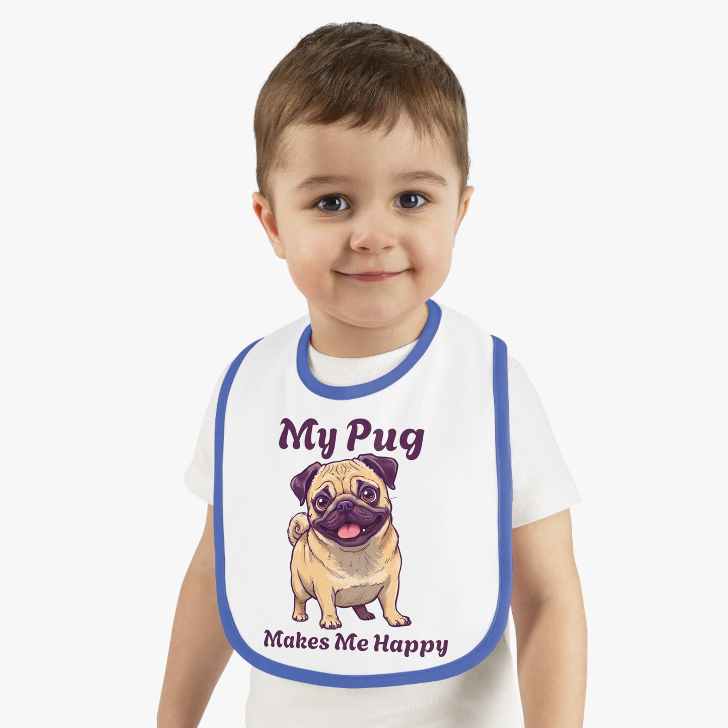 My Pug Baby Bib - Cute Contrast Trim Jersey Bib for Pet Lovers