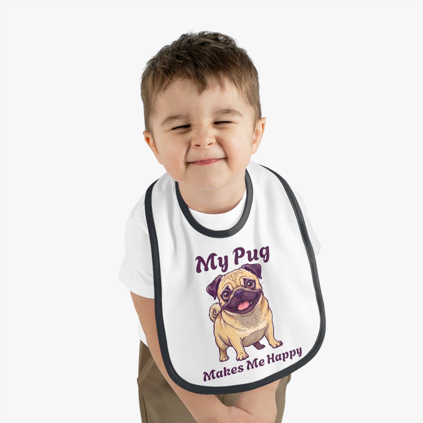 My Pug Baby Bib - Cute Contrast Trim Jersey Bib for Pet Lovers