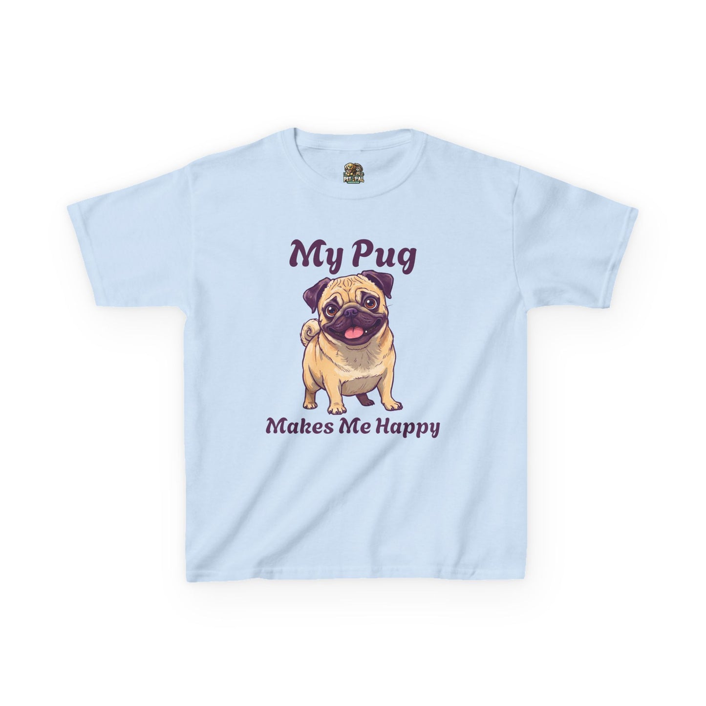 Adorable Kids Pug Tee - My Pug Makes Me Happy, Perfect Gift for Dog Lovers, Kids Casual Wear, Pet Appreciation, Birthday Celebration