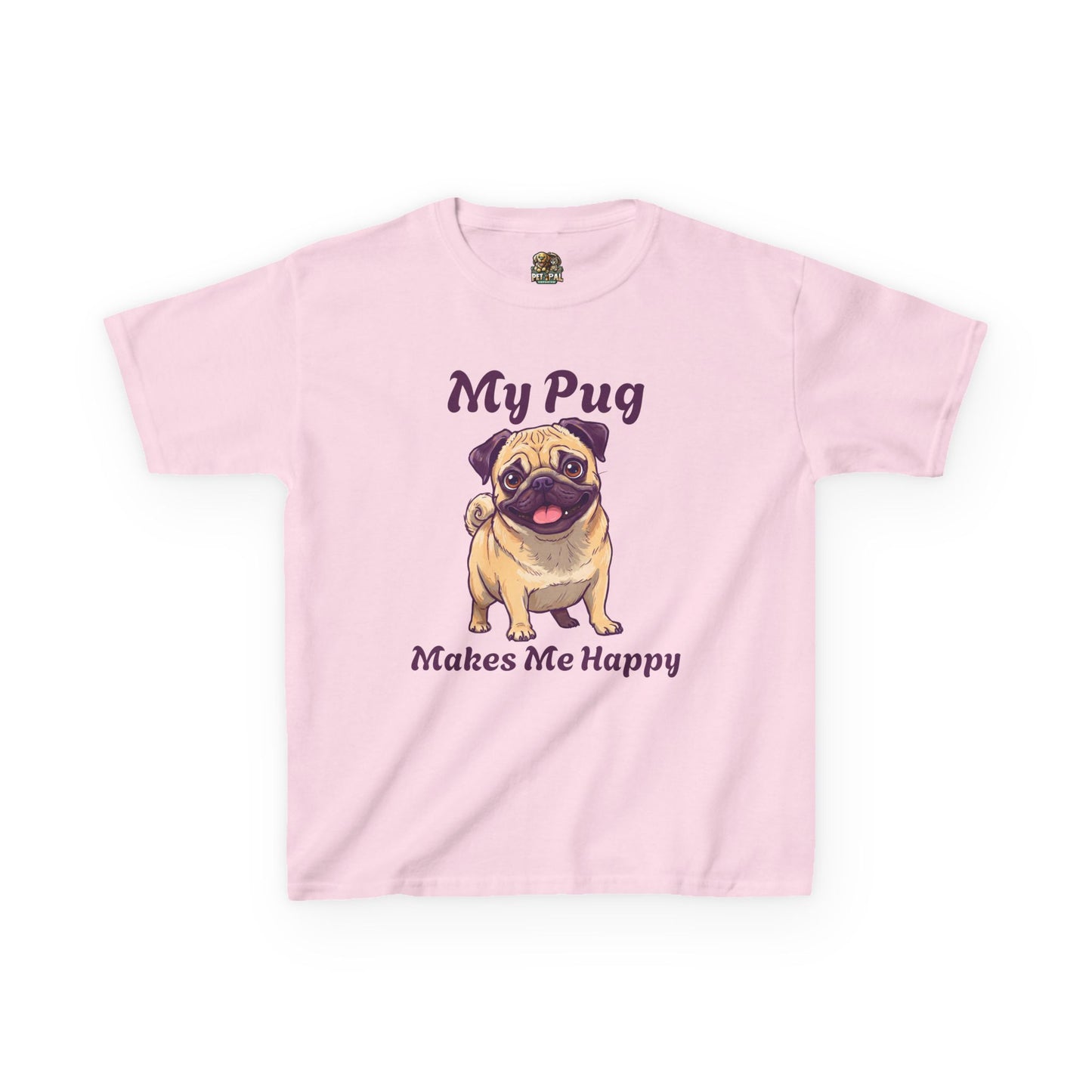 Adorable Kids Pug Tee - My Pug Makes Me Happy, Perfect Gift for Dog Lovers, Kids Casual Wear, Pet Appreciation, Birthday Celebration
