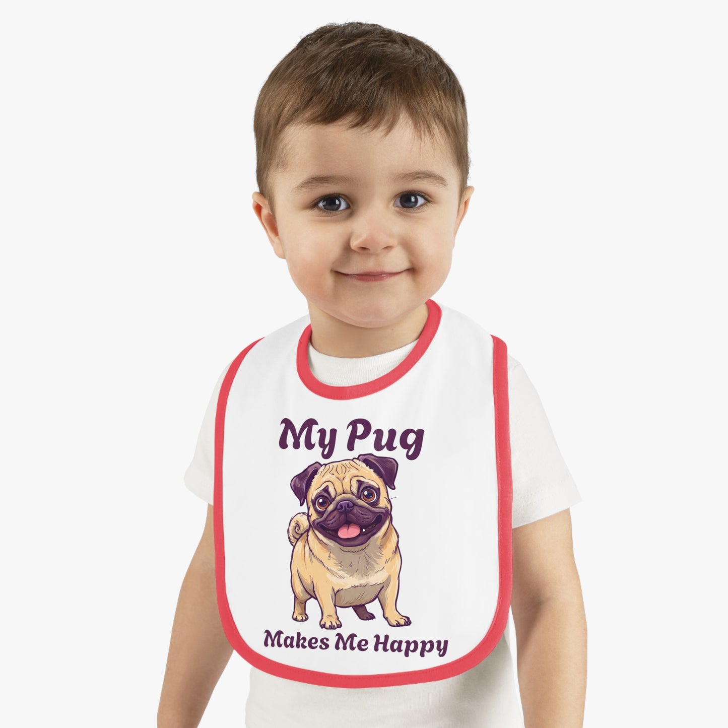 My Pug Baby Bib - Cute Contrast Trim Jersey Bib for Pet Lovers