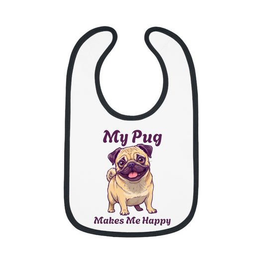 My Pug Baby Bib - Cute Contrast Trim Jersey Bib for Pet Lovers