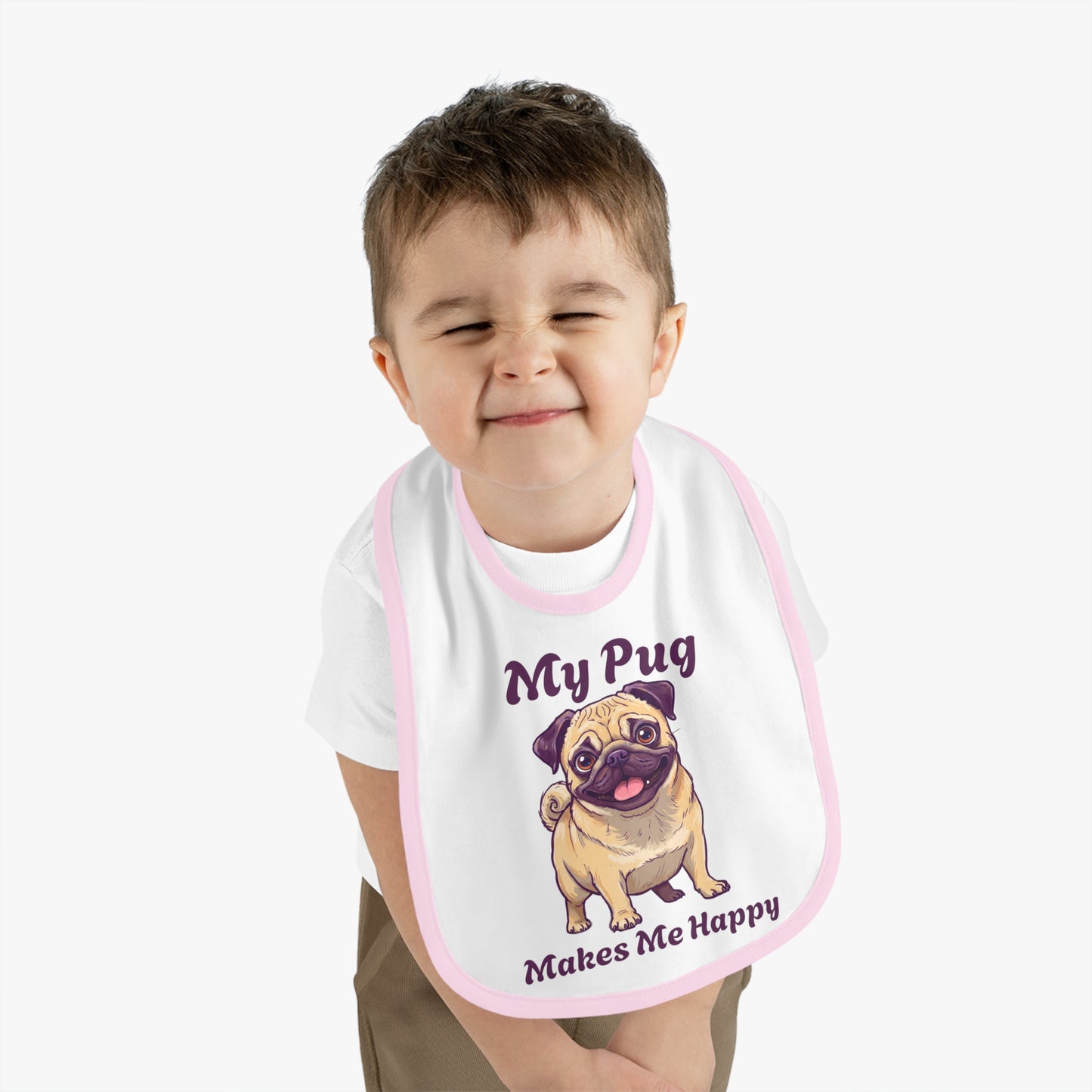 My Pug Baby Bib - Cute Contrast Trim Jersey Bib for Pet Lovers