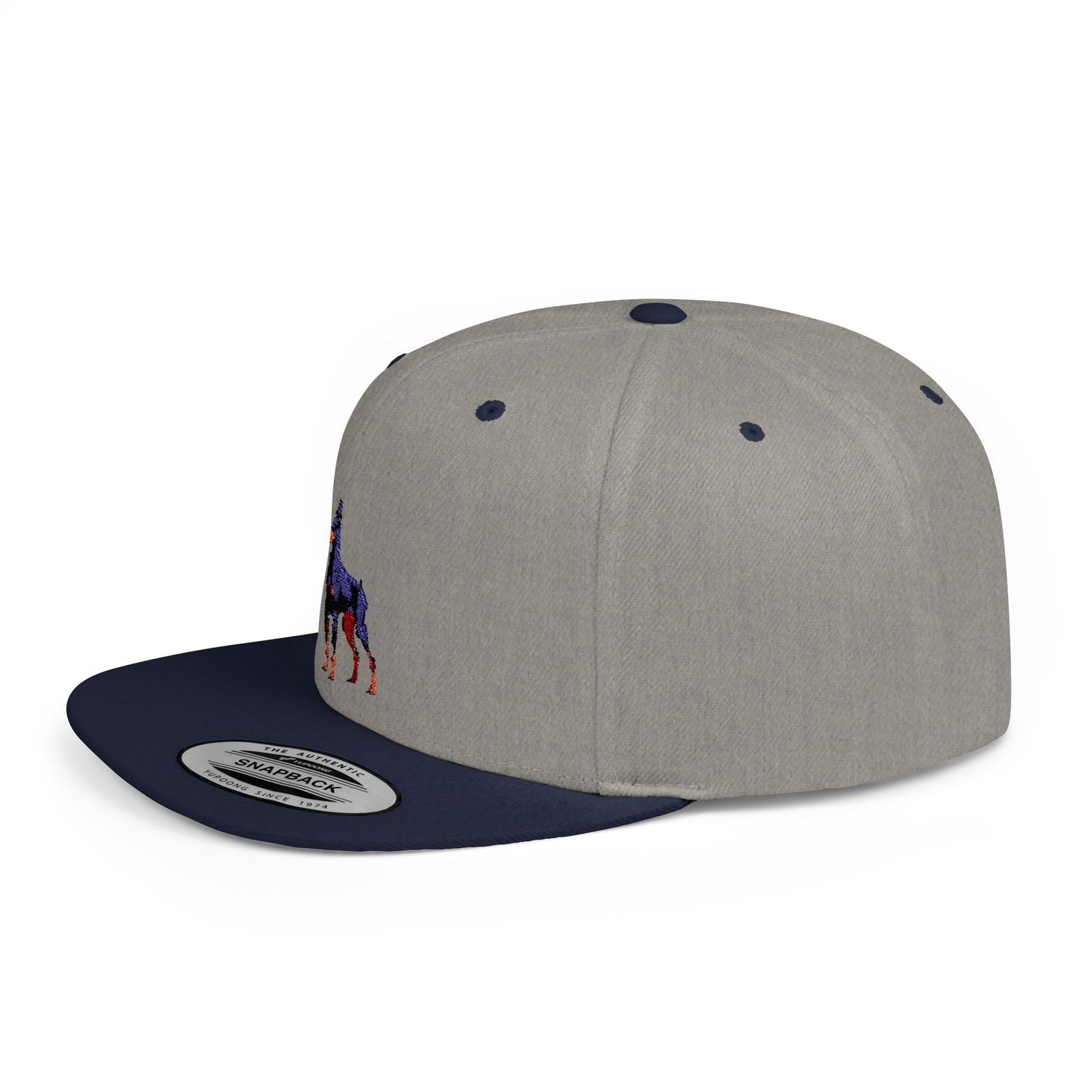 Stylish Doberman Flat Bill Snapback Hat - Perfect for Dog Lovers