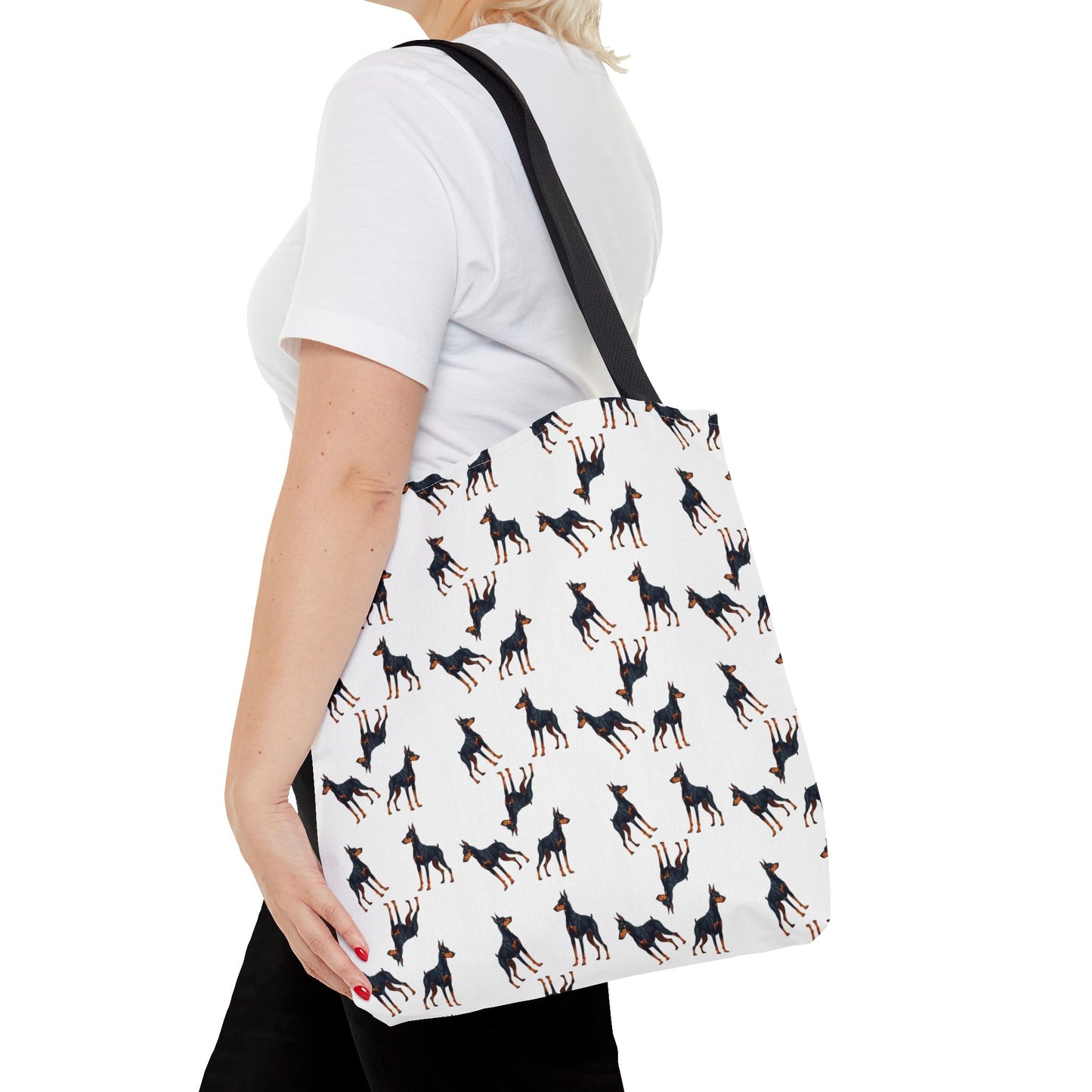 Playful Dobie Print Tote Bag, Personalized Pet Lover Gift, Everyday Use, Shopping Bag, Beach Bag, Perfect for Dog Lovers