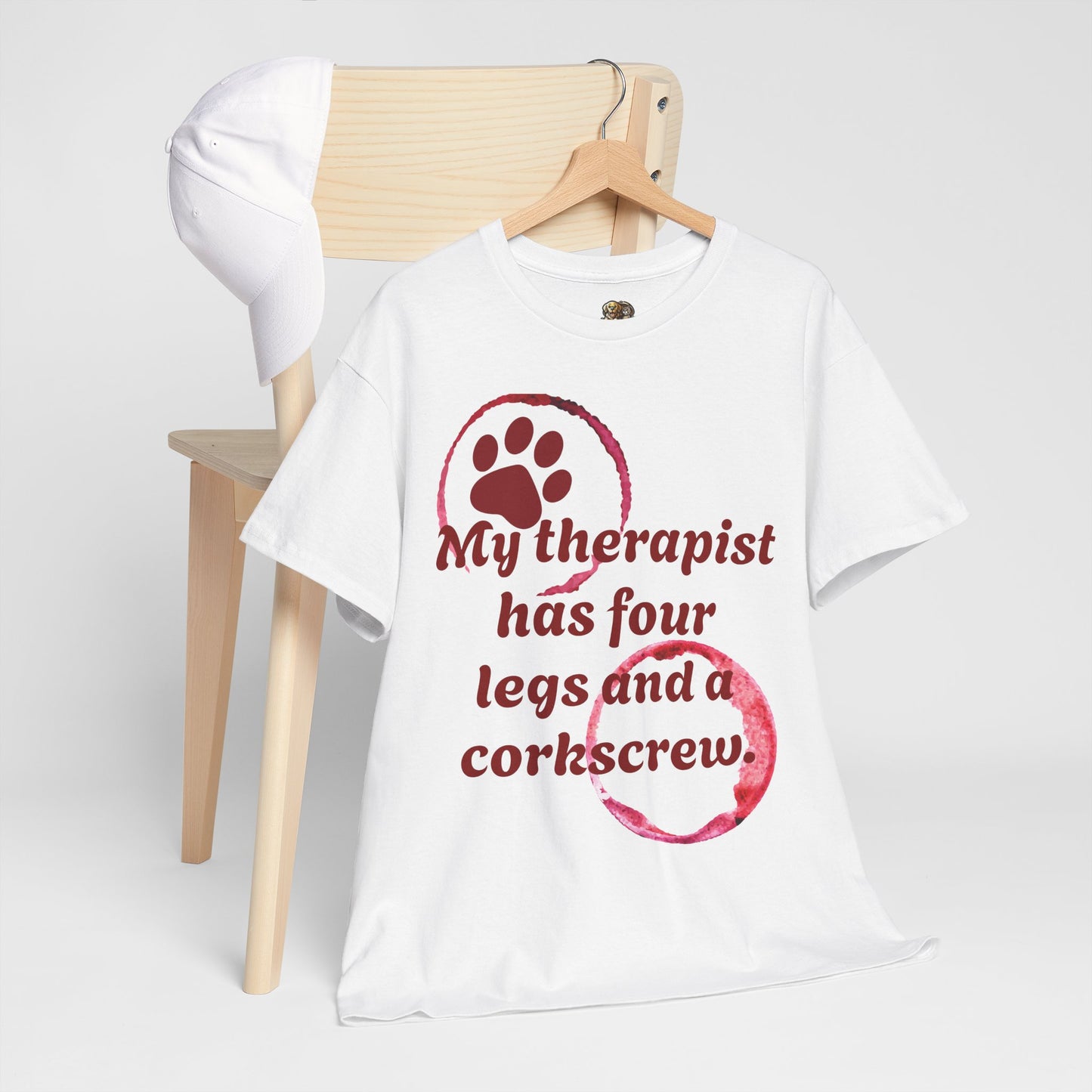 Funny Dog Lover Unisex Tee, My Therapist Has Four Legs Shirt, Pet Owner Gift, Dog Mom Apparel, Corkscrew Design Tee