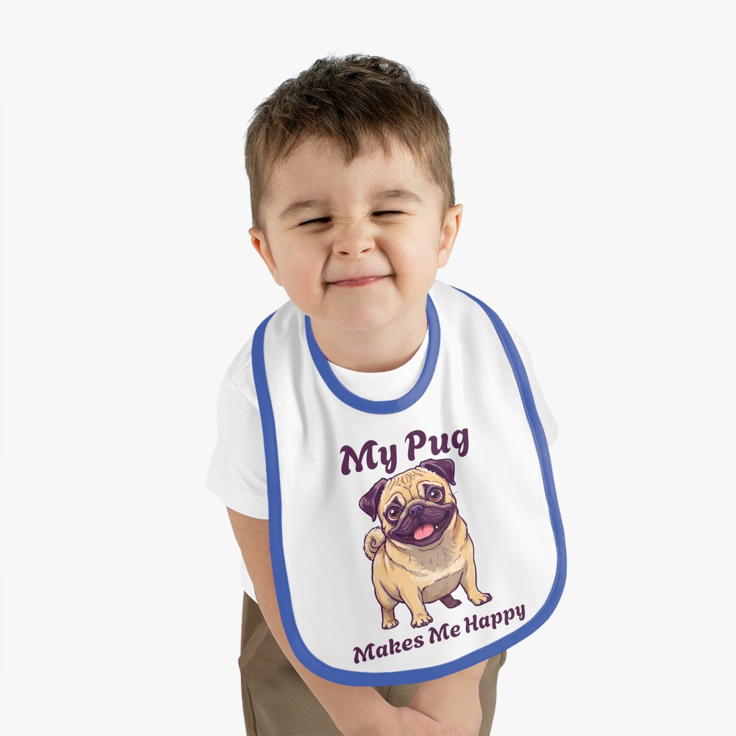 My Pug Baby Bib - Cute Contrast Trim Jersey Bib for Pet Lovers