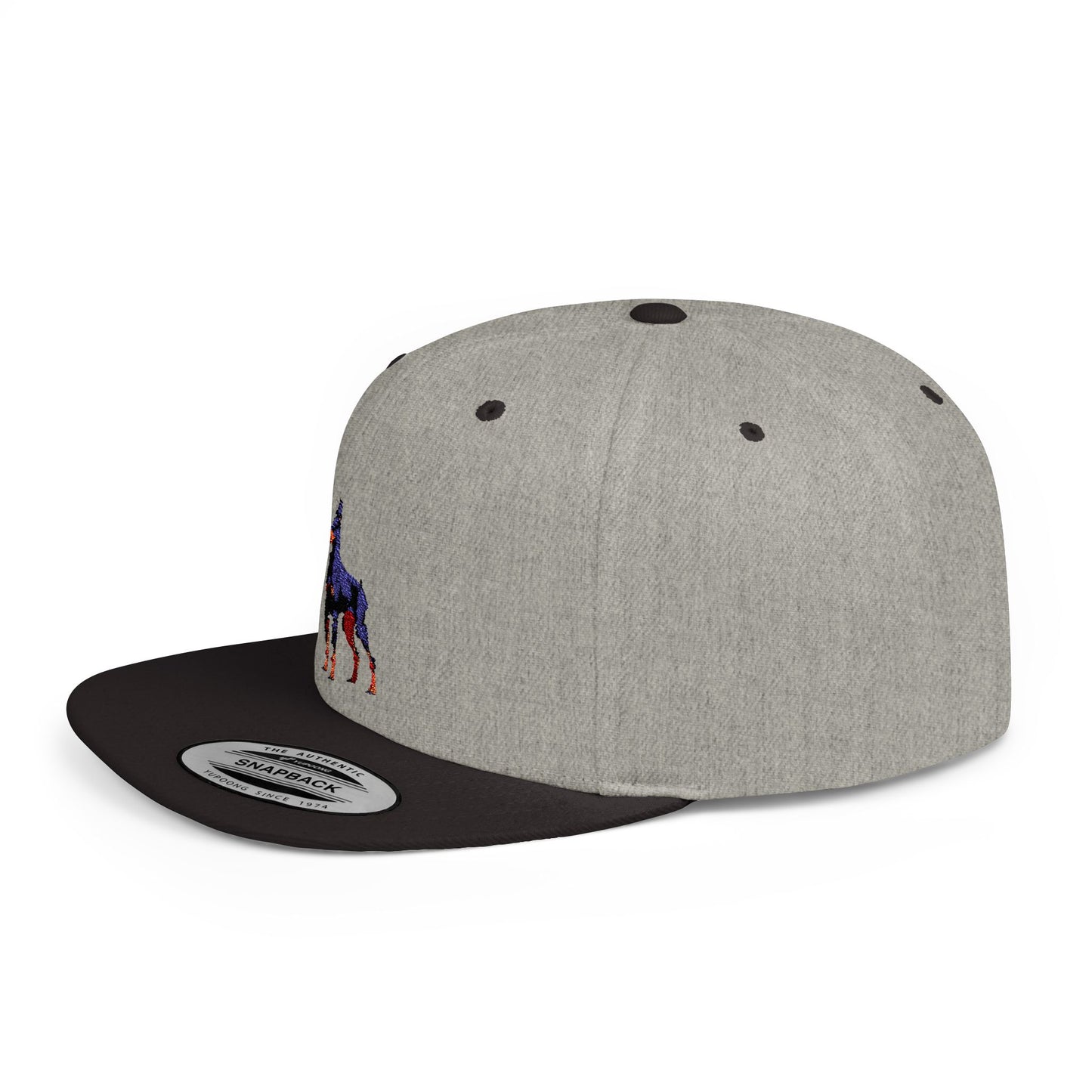 Stylish Doberman Flat Bill Snapback Hat - Perfect for Dog Lovers