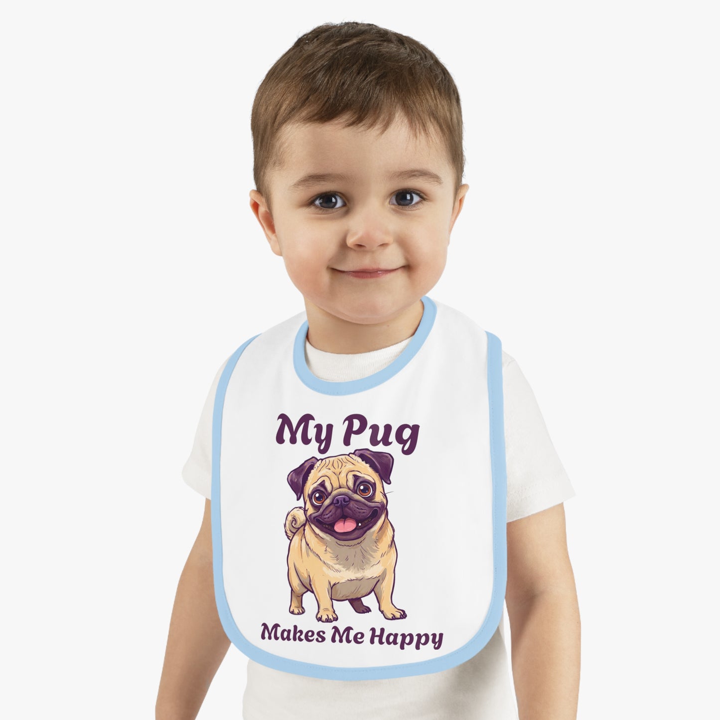 My Pug Baby Bib - Cute Contrast Trim Jersey Bib for Pet Lovers