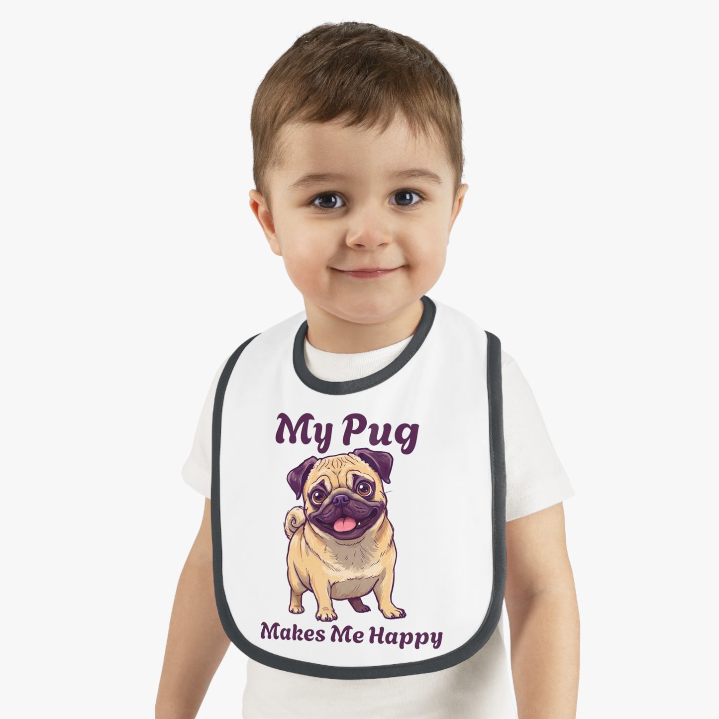 My Pug Baby Bib - Cute Contrast Trim Jersey Bib for Pet Lovers