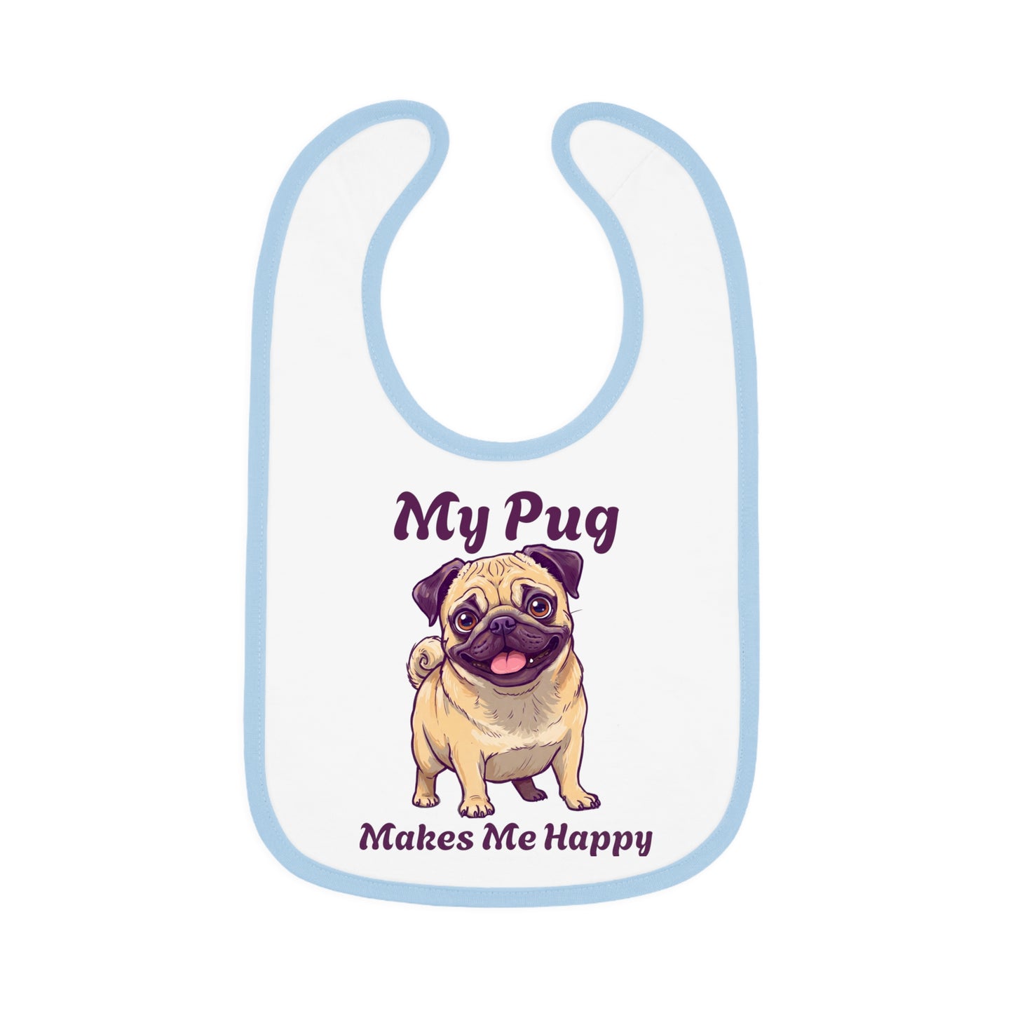 My Pug Baby Bib - Cute Contrast Trim Jersey Bib for Pet Lovers