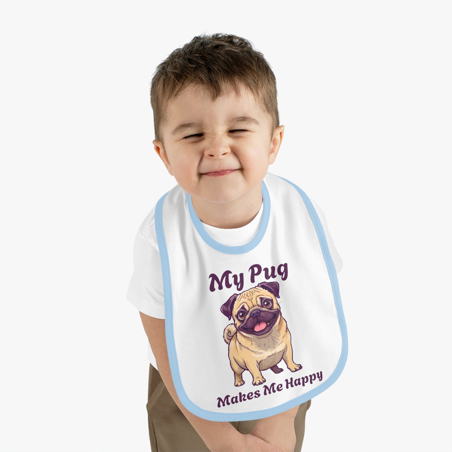 My Pug Baby Bib - Cute Contrast Trim Jersey Bib for Pet Lovers