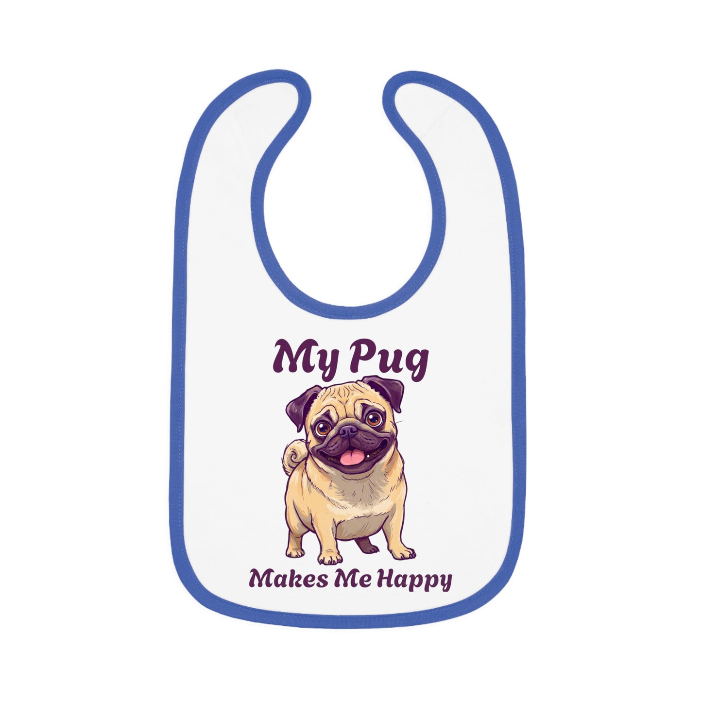My Pug Baby Bib - Cute Contrast Trim Jersey Bib for Pet Lovers