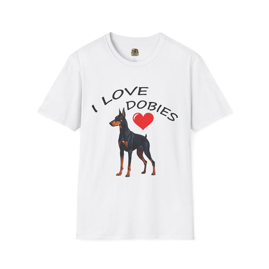 I Love Dobies Unisex Softstyle T-Shirt | Perfect Gift for Dog Lovers