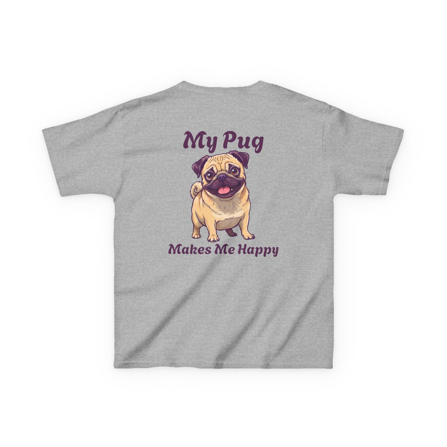 Adorable Kids Pug Tee - My Pug Makes Me Happy, Perfect Gift for Dog Lovers, Kids Casual Wear, Pet Appreciation, Birthday Celebration