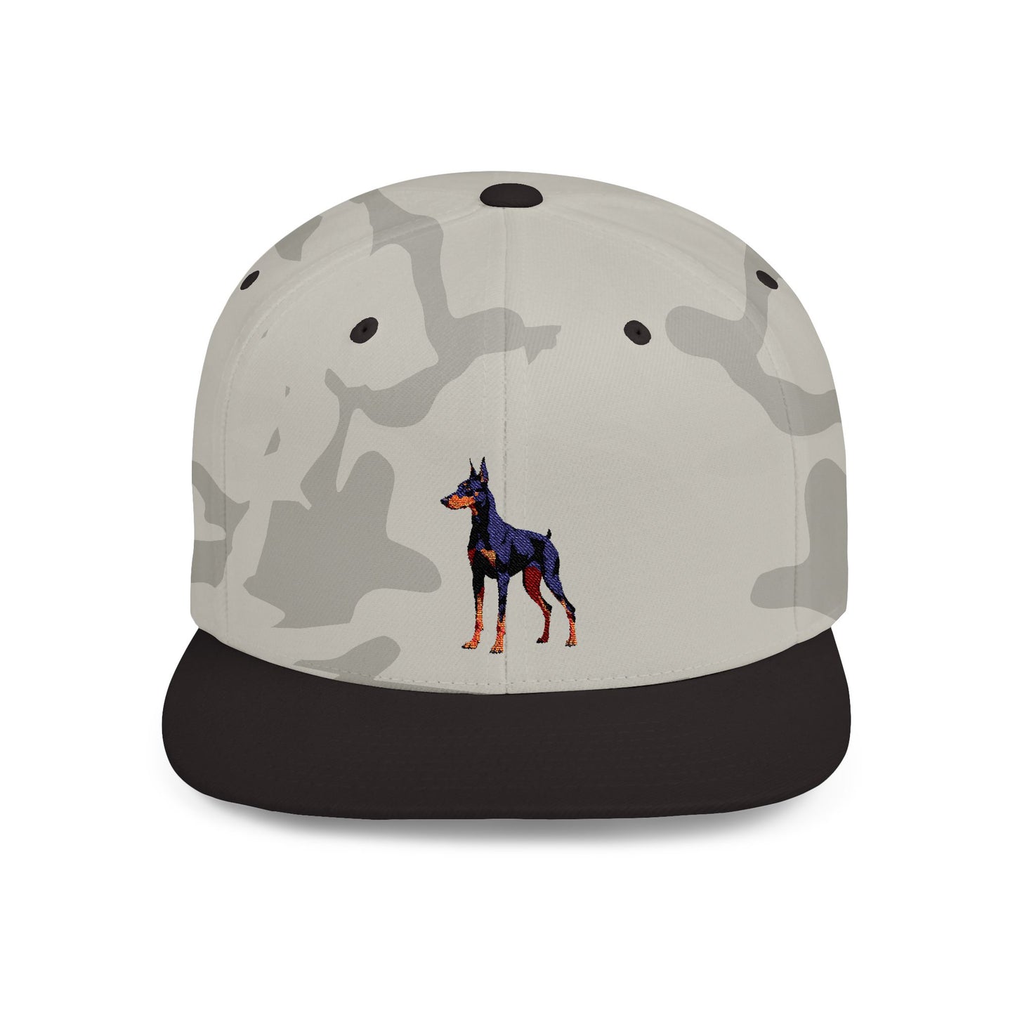 Stylish Doberman Flat Bill Snapback Hat - Perfect for Dog Lovers