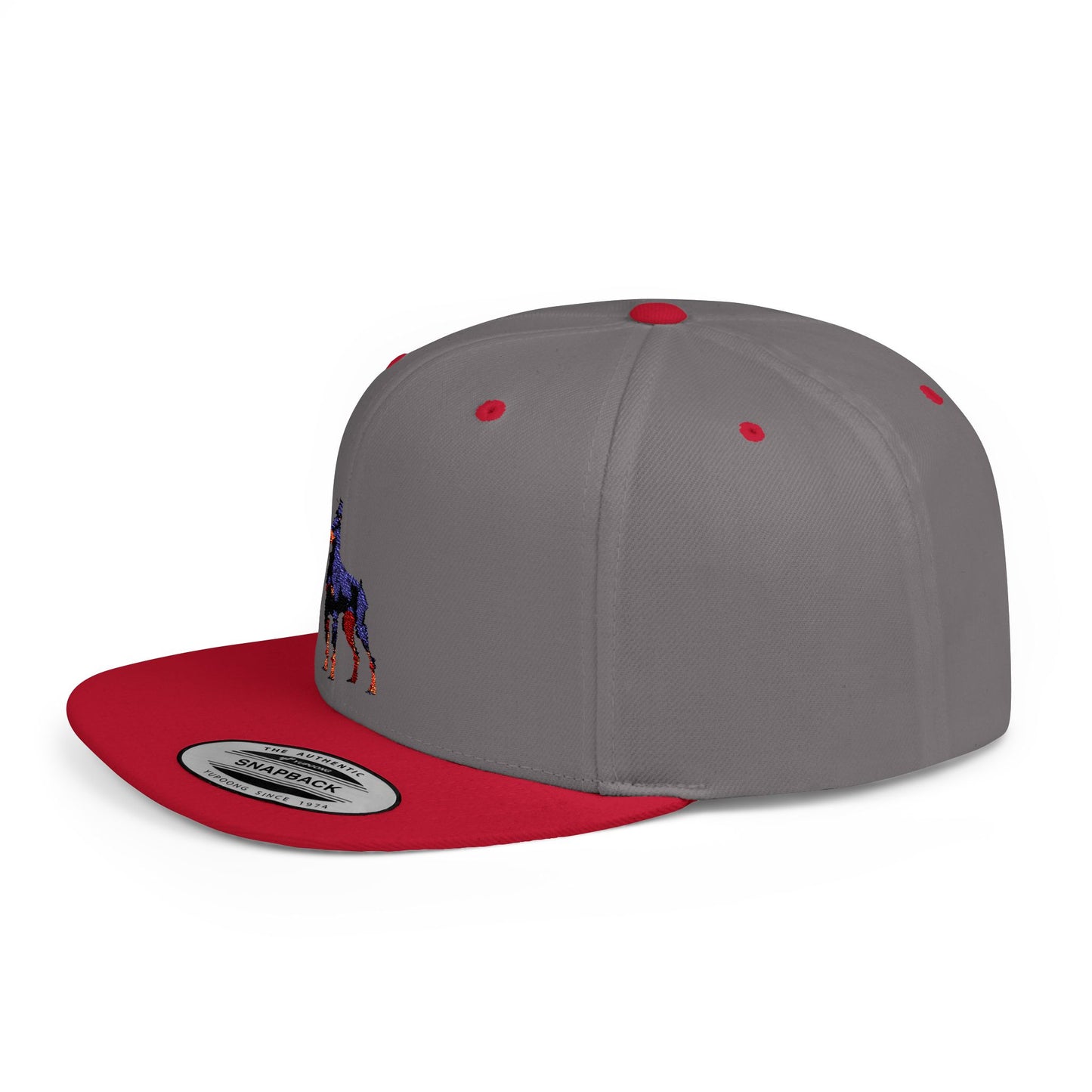 Stylish Doberman Flat Bill Snapback Hat - Perfect for Dog Lovers