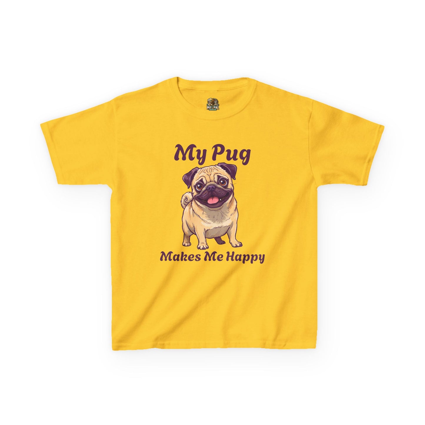 Adorable Kids Pug Tee - My Pug Makes Me Happy, Perfect Gift for Dog Lovers, Kids Casual Wear, Pet Appreciation, Birthday Celebration