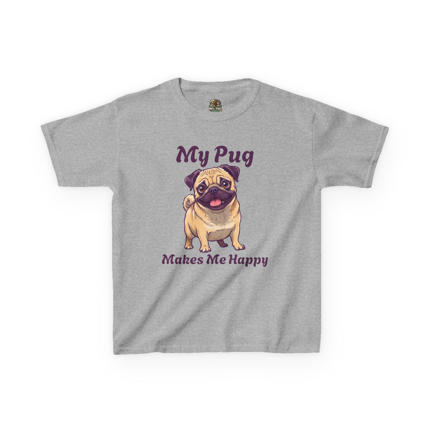 Adorable Kids Pug Tee - My Pug Makes Me Happy, Perfect Gift for Dog Lovers, Kids Casual Wear, Pet Appreciation, Birthday Celebration