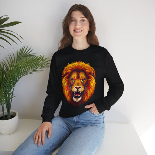 Lion Graphic Sweatshirt, Unisex Heavy Blend Crewneck, Bold Animal Spirit Wear, Gift for Animal Lovers, Cozy Fashion for All