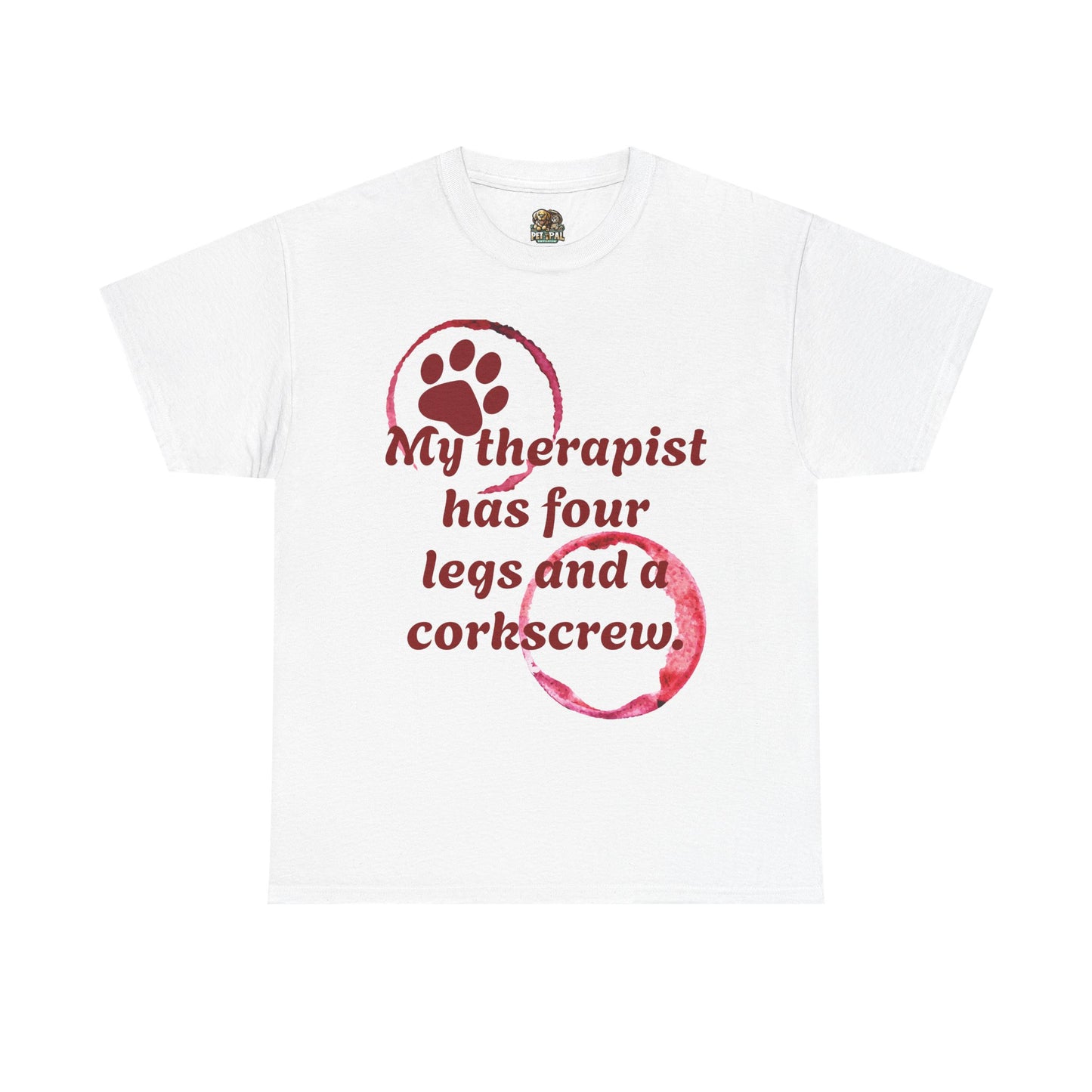 Funny Dog Lover Unisex Tee, My Therapist Has Four Legs Shirt, Pet Owner Gift, Dog Mom Apparel, Corkscrew Design Tee
