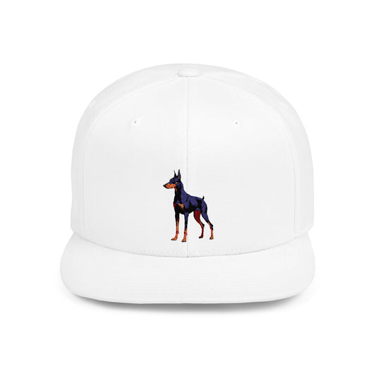 Stylish Doberman Flat Bill Snapback Hat - Perfect for Dog Lovers