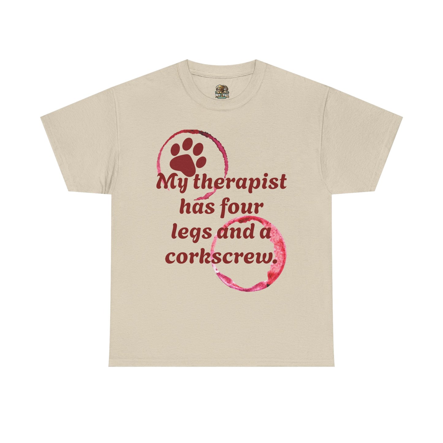 Funny Dog Lover Unisex Tee, My Therapist Has Four Legs Shirt, Pet Owner Gift, Dog Mom Apparel, Corkscrew Design Tee