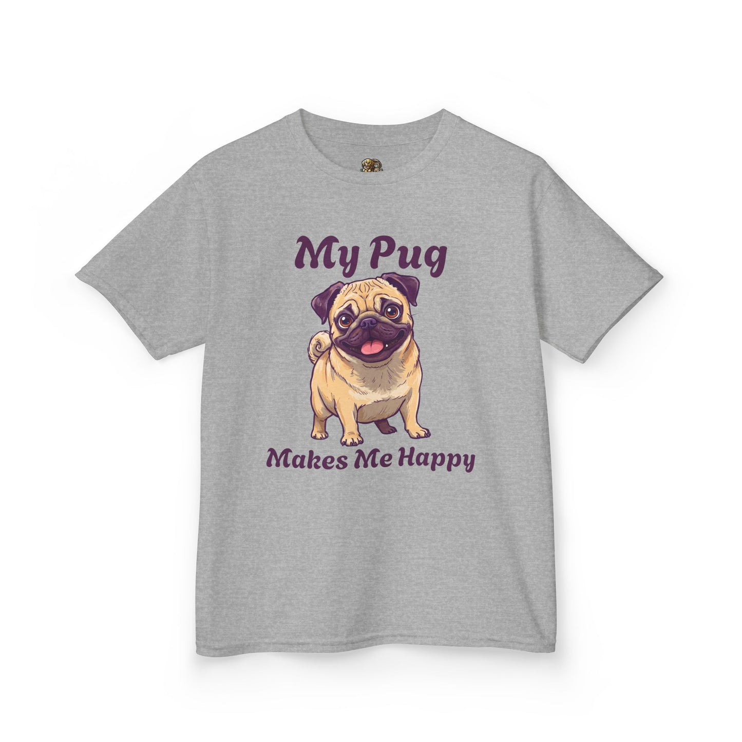 Adorable Kids Pug Tee - My Pug Makes Me Happy, Perfect Gift for Dog Lovers, Kids Casual Wear, Pet Appreciation, Birthday Celebration