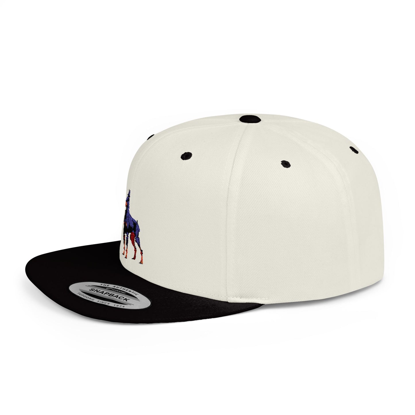 Stylish Doberman Flat Bill Snapback Hat - Perfect for Dog Lovers