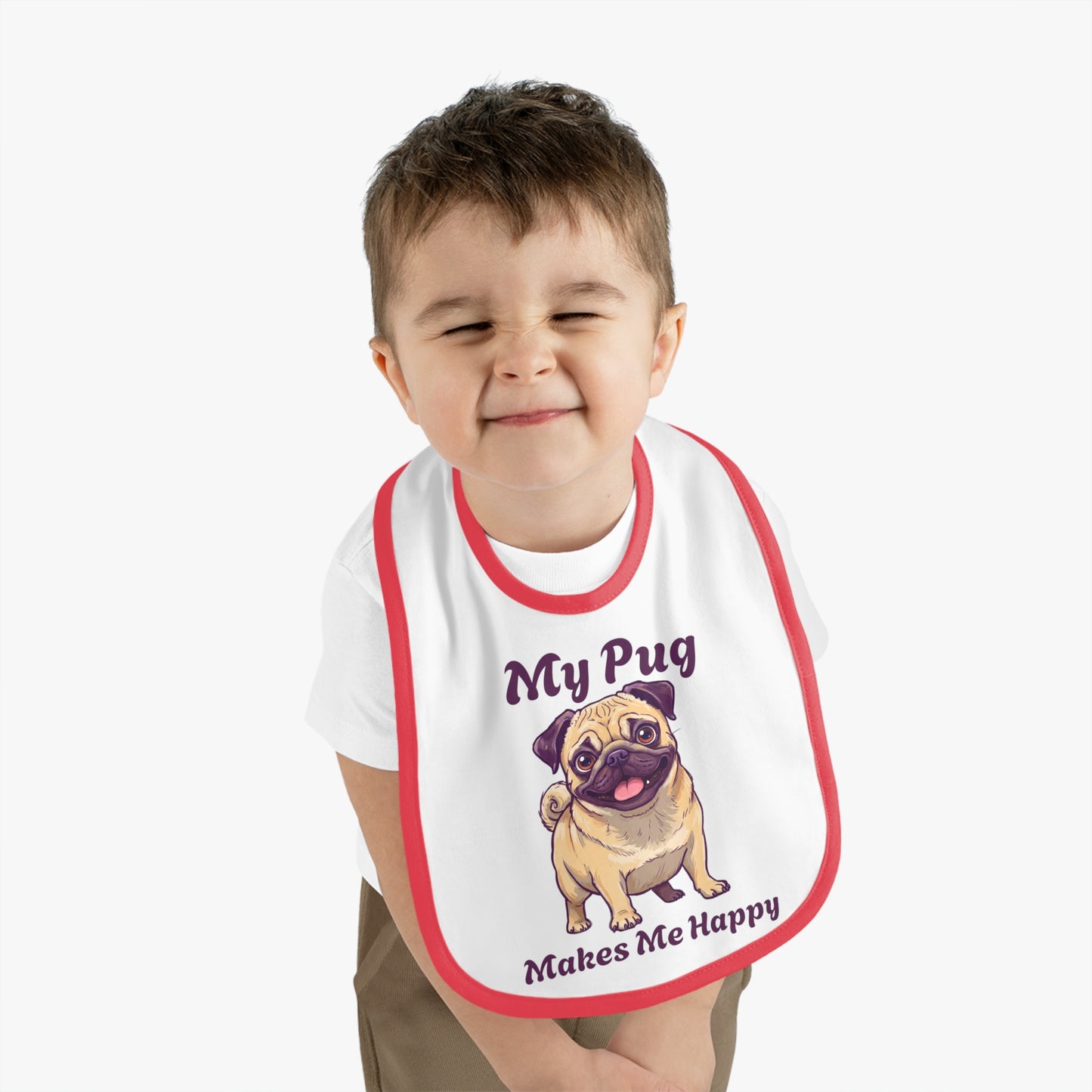 My Pug Baby Bib - Cute Contrast Trim Jersey Bib for Pet Lovers